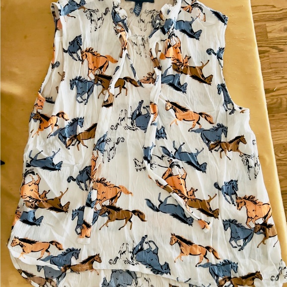ModCloth Sleeveless Horse Print Top - Picture 1 of 3
